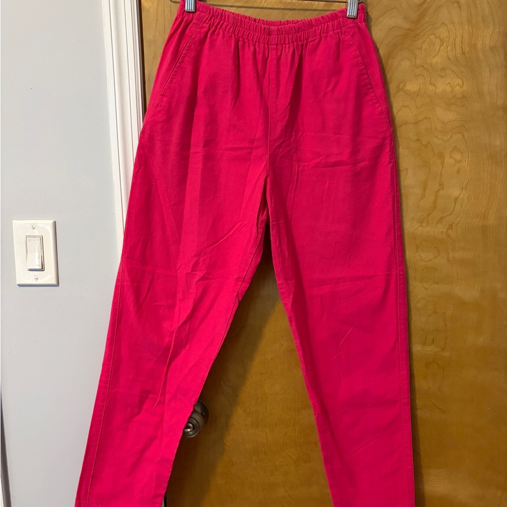 Bright Hot Pink Elastic Waist Pants
